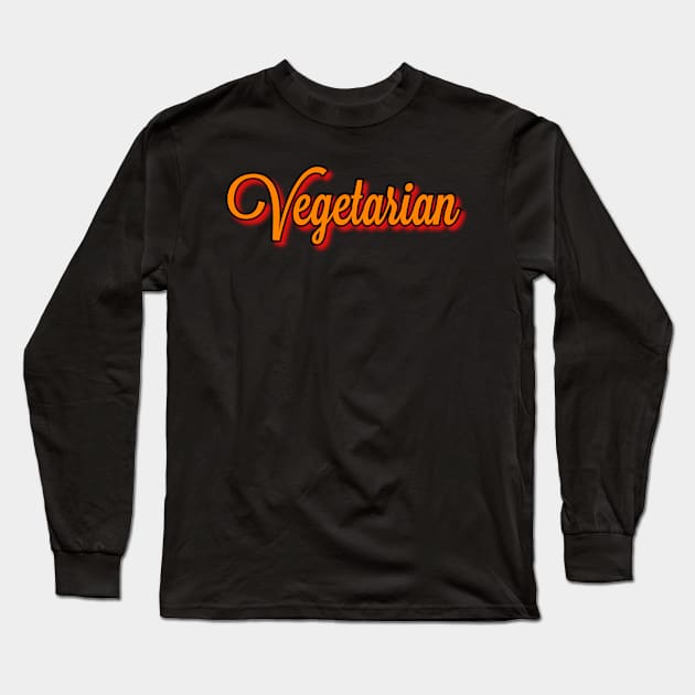 Vegetarian Typography Art Shadow Style Vegan Long Sleeve T-Shirt by Inspire Enclave